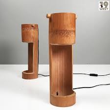 Mata table lamp combines two beautiful materials — bamboo and antique bronze. Two Bamboo Table Lamps From The 1970 S 81730