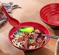 Lyellfe 16 Pieces Ramen Bowl Set, Restaurant Quality Soup Bowl, 33 Oz Plastic Dinnerware with Spoons, Chopsticks and Stands for Udon Soba Pho