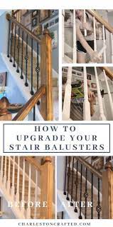How To Replace Wooden Balusters With Iron The Easy And Cheap Way Stairway Makeover Stairways Stair Railing Makeover