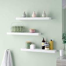 Amazon Com Aimu 3 Pack White Wall Floating Shelves White Floating Wall Mounted Shelves Set Of 3 Display Ledge Shelves W Floating Shelves Wall Shelves Shelves