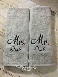 Mr And Mrs Wedding Gift Mr And Mrs Hand Towels Mr Mrs Towels Bridal Shower Gift Anniversary Gift Embroidered Towels Mr And Mrs Wedding Couple Gifts