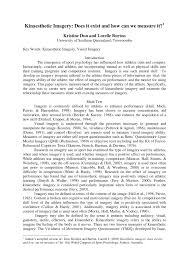 Pdf Kinesthetic Imagery Does It Exist And How Can We Measure It