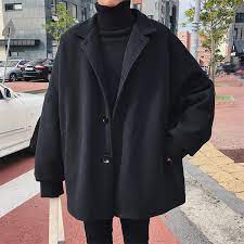 Korean Man Tide Turn Down Collar Bat Sleeve Loose Coat Sf Loveitbabe In 2020 Casual Coat Korean Fashion Men Boho Beach Outfit