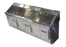 floor mount triple scrub sink