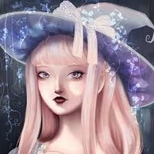 Cute anime plant witch drawing