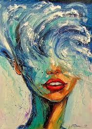 Pencil artwork, watercolors artworks, colored pencils artworks. Portrait Painting Girl Wave Artist Olha Darchuk Art Inspiration Art Inspiration Drawing Painting Art Projects