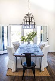 Dining Room Restoration Hardware Table With Ikea Chairs And Bird Cage Pend Restoration Hardware Dining Room Dining Room Contemporary Farmhouse Dining Room Rug