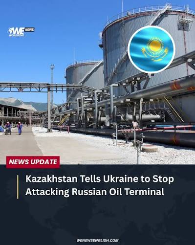 Kazakhstan told Ukraine on Sunday to stop attacking an oil terminal on  Russia's coast, after the facility which handles around 80 percent of Kazakh  oil exports shut following drone strikes. Drones have