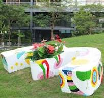 Y619 Fiberglass W Shape Seating Bench Decorations Outdoor ...