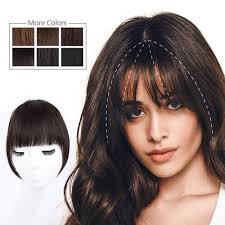 Hairstyles for bangs are versatile and easy to style. Amazon Com Hmd Clip In Bangs 100 Human Hair Bangs Extensions For Women Brown Black Clip On Fringe Bangs Real Hair Nice Natural Flat Neat Bangs With Gradual Temples One Piece Hairpiece