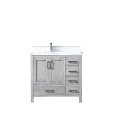 Home decorators collection bathroom vanities savingsshop all. Lexora Jacques 36 In Distressed Grey Single Vanity Top White Carrera Marble White Square Sink And No Mirror Right Lj342236sdds000r The Home Depot Single Sink Bathroom Vanity Square Sink Single Bathroom Vanity