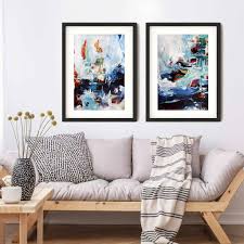 Go for one big statement shot or choose a fun travel shots or sentimental family photographs are great for more populated areas of the home, like living rooms and dining areas. Set Of Two Prints Large Blue Abstract Framed Wall Art By Abstract House Notonthehighstreet Com