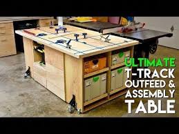 Ultimate T Track Assembly Outfeed Table With Systainer Storage Crafted Workshop Buildwoodtable Diy Table Saw Table Saw Workbench Craftsman Table Saw