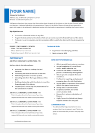 A great resume for financial advisors needs a strong education section. Finance Advisor Resume Templates For Word Word Excel Templates