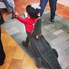 Captain Hook Getting Eaten By Tick Tock Croc Cool Halloween Costumes Halloween Costumes For Kids Funny Kid Costumes