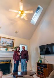 Led great room fans offer excellent airflow without emitting as much heat as a fan using conventional light bulbs. Raleigh Couple S Living Room Transformed After Replacing Old Bubble Skylights