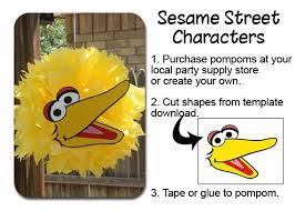 Big Bird Pompom Face Template Our Creative Mess Big Bird Sesame Street Sesame Street Birthday Party Sesame Street Birthday