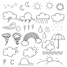 Hand Drawn Doodle Weather Clipart Weather Clipart Cloud Etsy Doodle Art Journals Easy Doodle Art Simple Doodles