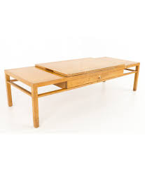 Table top diameter is 18 inches x 18 inches. John Keal For Brown Saltman Mid Century Rising Mahogany Coffee Table