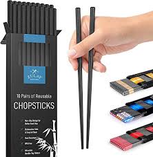 What is the best material for chopsticks? Amazon Com Zulay 10 Pairs Fiberglass Chopsticks Premium Japanese Chopsticks Reusable Durable Design Non Slip Chop Sticks With Textured Tips For Home Restaurant Black Flatware