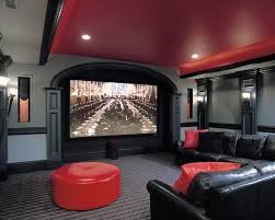 Black And Grey Media Room Red Leather Couch Design Pictures Remodel Decor And Ideas Page 45 Home Theater Seating Home Theater Design Home Theater Setup