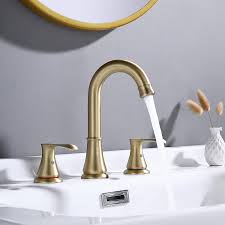 A centerset bathroom faucet can control hot and cold water and often works well in bathroom sinks with three holes. Online Sales Wipphs Bathroom Faucet For Sink 3 Hole With Pop Up Drain And Cupc Faucets Supply Hose 2 Handle 8 Inch Brass Widespread Bathroom Sink Faucet Brushed Gold Basin Faucet Taps