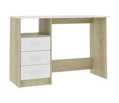 Vidaxl Schreibtisch Mit Schubladen Weiss Sonoma Eiche 110x50x76cm Vidaxl De