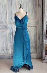 Bridesmaid Dress Cerulean Chiffon Dressruffle V Neck Wedding Ruffle Wedding Dress Dresses Spaghetti Strap Bridesmaids Dresses