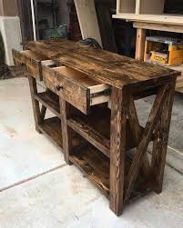 Rustic Sofa Or Console Table W Drawers Woodenboxes Rustic Sofa Tables Rustic Console Tables Pallet Furniture
