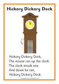 Hickory dickory dock, the bird looked at the clock, the clock struck two 2, away she flew, hickory dickory dock. Hickory Dickory Dock Song Sheet Sb10776 Sparklebox