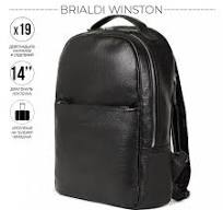 Стильный деловой рюкзак с 19 карманами и отделениями BRIALDI Winston  (Винстон) relief black
