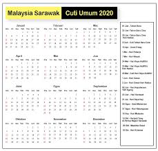 Panduan buat pekerja kerajaan atau swasta dan ibu bapa yang ada perancangan untuk pergi bercuti, planning perjalanan atau mengadakan majlis keraian. Sarawak Cuti Umum Kalendar 2020