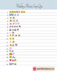 Whether you have a science buff or a harry potter fa. Free Printable Wedding Movies Emoji Pictionary Quiz