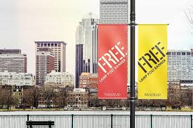 Free Lamp Post Banner Mockup Outdoor Advertising Pole Banners Banner Advertising