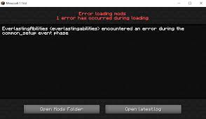 I tried to test a minecraft mod im developing right now and this error popped up in the console: Common Setup Event Phase Error 1 14 4 Everlastingabilities