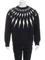 Black And White Lightning Bolt Sweater Men S Black And White Neil Barrett Neoprene Crew Neck Sweatshirt With Lightning Bolt Graphics At Front Sweatshirts Clothes Crew Neck Sweatshirt