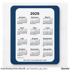 2029 Holiday Police Box Blue Calendar By Janz Mouse Pad Custom Calendar Calendar Blue Calendar