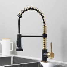 Robinet de cuisine noir mat, robinet de cuisine cuivrée, robinet de cuisine en inox, l'important sera en stock : Tirez Le Robinet De Cuisine Or Et Noir Cuisine Evier Mitigeur Chrome Cuisine Robinet Vanite Robinet D Eau Robinet Rotatif Evier Robinet Aliexpress