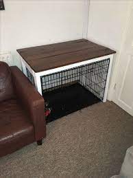 Dog Crate Table Surround Nice Hack Idea To Make The Crate Blend In Nicely Dogcrate Dogcratetable Dogfurniture Diy Dog Crate Diy Dog Stuff Dog Crate Table