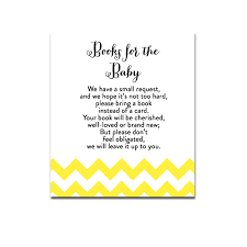 Another free printable pack of shower party cards from the little umbrella. Free Printable Baby Shower Yellow Chevron Gender Neutral Insert Books For The Baby Instant Download Instant Download Printables