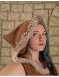 Medieval dress with hood model Freya, brown ⚔️ Tienda-Medieval