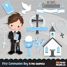 First Communion Clipart For Boys Cute Communion Characters Etsy Communion Banner First Communion First Communion Banner