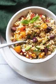 Israeli Couscous Salad Vegan Summer Side Dish Recipe Vegan Side Dishes Israeli Couscous Salad Vegan Recipes Healthy