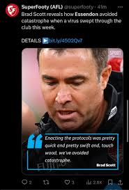 Brad Scott reveals how Essendon avoided catastrophe when a virus swept  through the club this week : r/EssendonFC