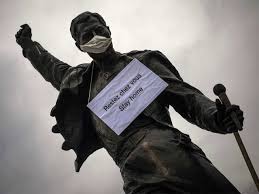 'your room will be ready'. Freddie Mercury In Fight Against Coronavirus Statues Around The World Wear Gloves And Face Masks The Economic Times