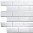 Deco Falkirk Retro 3D III White Faux Tile 3.2 ft X 1.6 ft PVC 3D Wall Panel - 5-sq. ft. each - 10-Pack Dundee