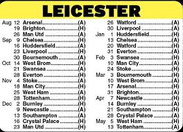 Latest leicester results, live scores, news, rumours and gossip from sports mole. Leicester Fixtures Premier League 2017 18 Fixtures Released Daily Star