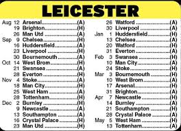 Leicester city crest that includes the king power sponsor. Leicester Fixtures Premier League 2017 18 Fixtures Released Daily Star