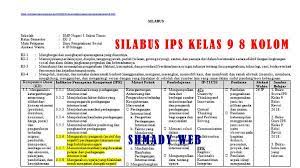 Silabus disusun berdasarkan standar isi, yang di dalamnya berisikan identitas mata pelajaran, standar kompetensi (sk) dan kompetensi dasar (kd), indikator, materi pokok, kegiatan pembelajaran, alokasi waktu, sumber belajar, dan penilaian. Download Silabus Terbaru Ips Smp Mts Kelas 9 Semester Genap