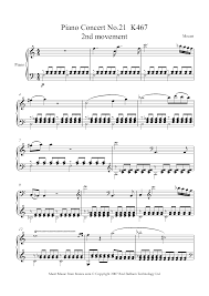 { andante &b 44 tutti. Mozart Piano Concerto No 21 K467 2nd Mvt Elvira Madigan Sheet Music For Piano 8notes Com